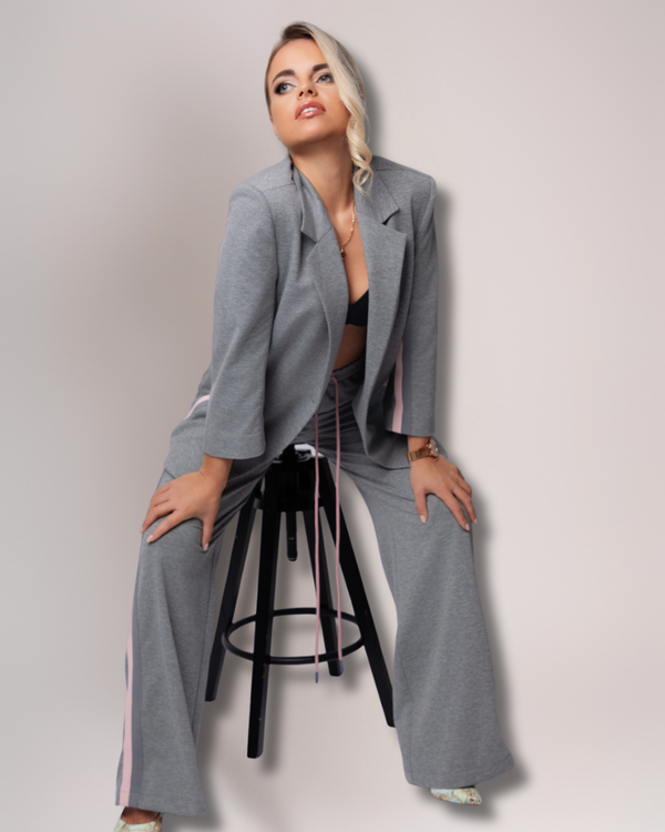 Women's Cotton-Blend Suit with Side Stripes