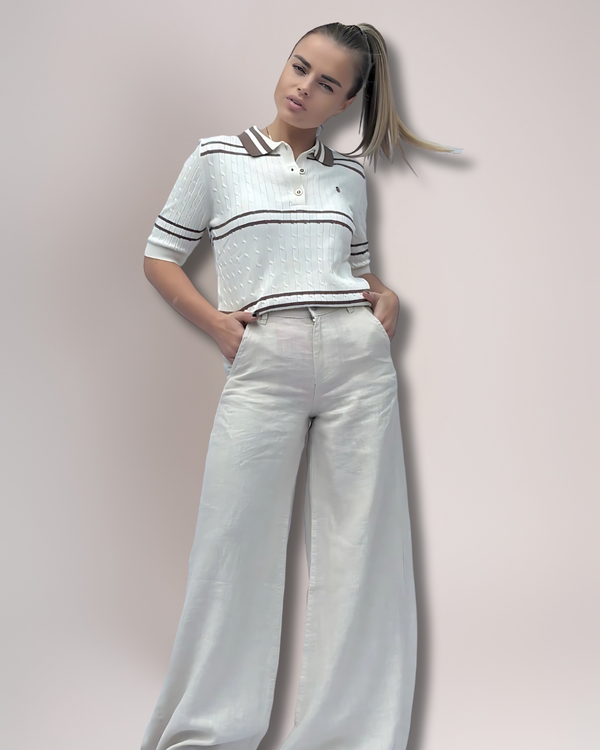 Striped Knit Polo Top – 2025 Limited Edition