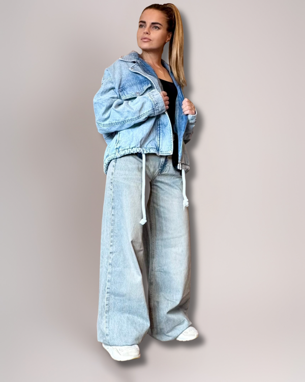 Oversized Washed Denim Jacket - Refined Utility